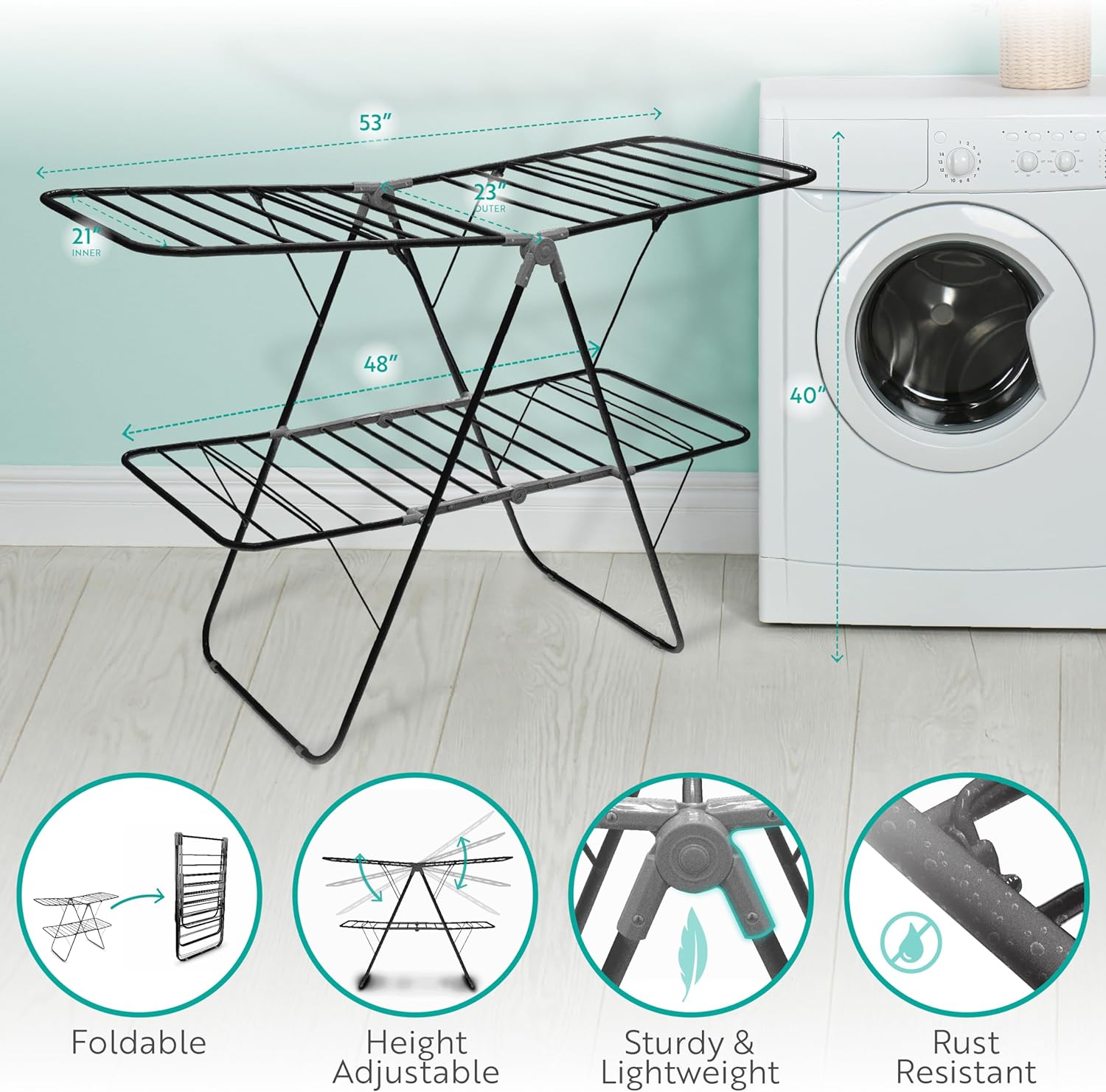 Extra large folding discount clothes drying rack