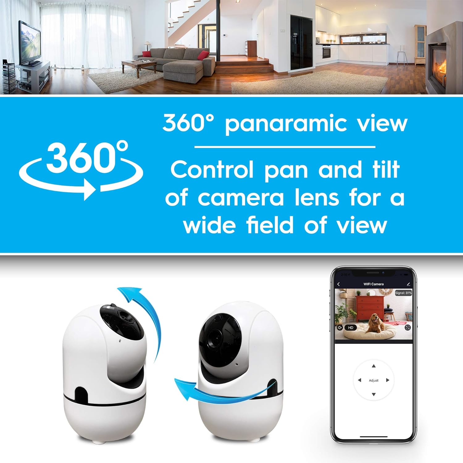 Brookstone Tilt and Pan WiFi Camera, White – Smart Home Security System ...